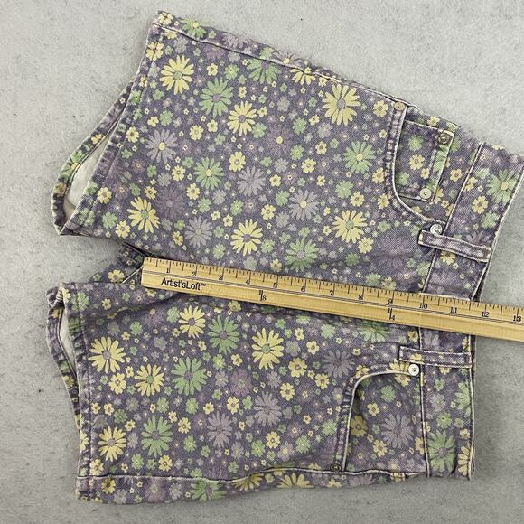 ZARA EU 32 US 0 Floral Daisy Denim Shorts High Rise Retro Summer Vibe - Picture 6 of 10